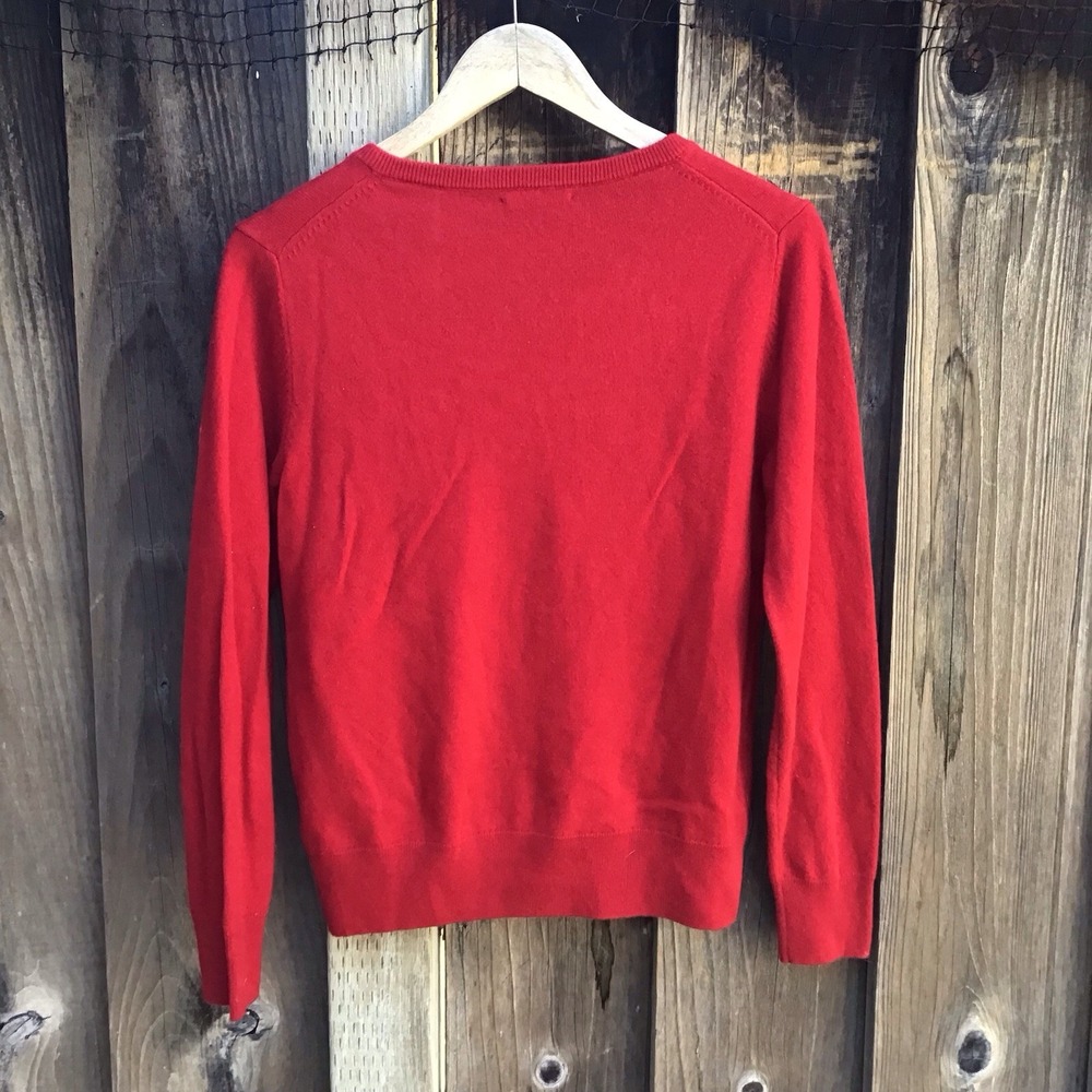 Quince 100% Mongolian Cashmere V-Neck Sweater Women's Small Varsity Red - Picture 5 of 6